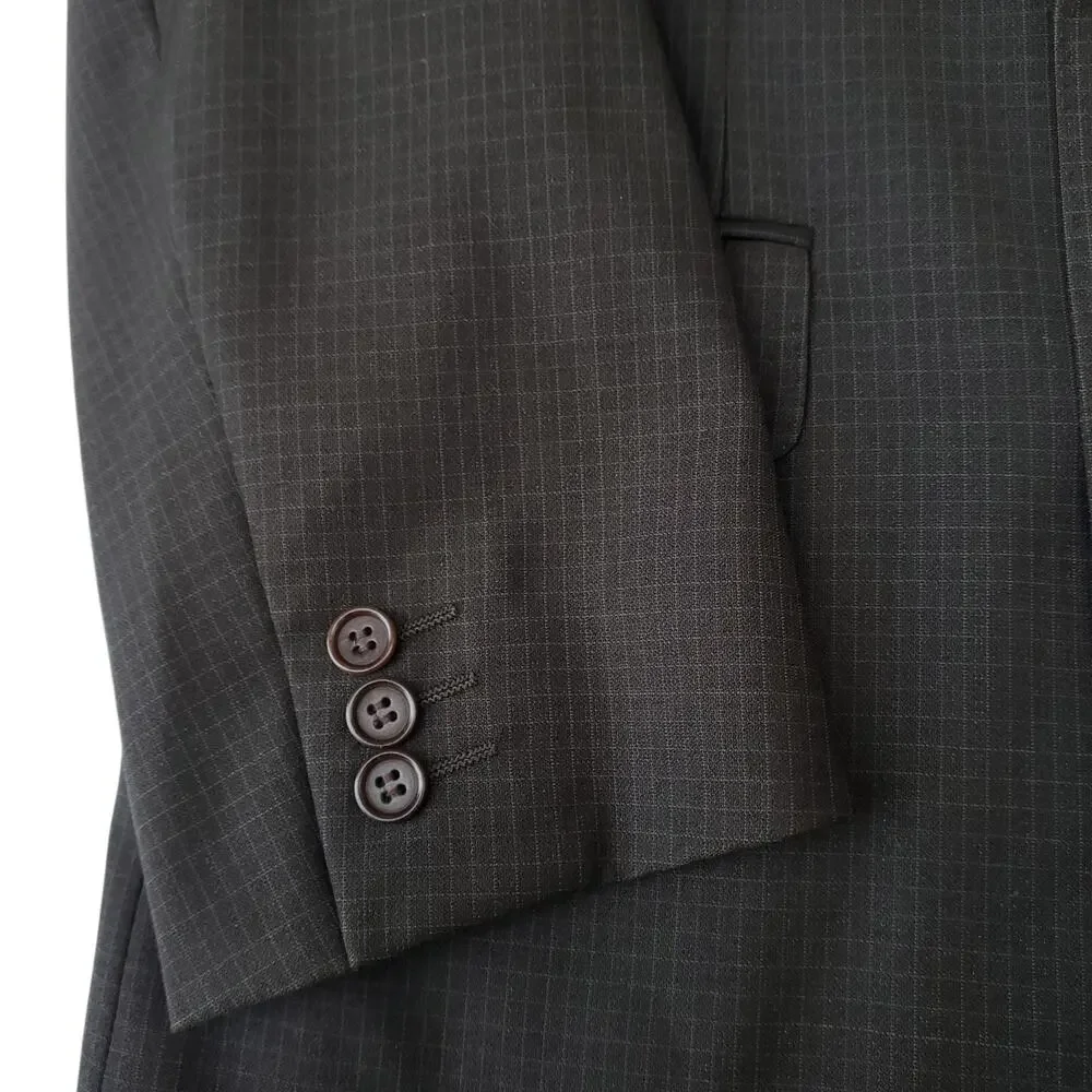 Canali Brown Wool Check Double Breasted Blazer Jacket Sport Coat Peak Lapel 52R